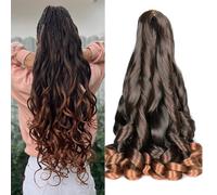WoWCFyyds 8 Packs French Curl Braiding Hair 20 Inch Loose Wave Spiral curly braiding hair extensions 75g/Pack Soft French Curls Synthetic Hair Extensions for Braiding（1B/30）