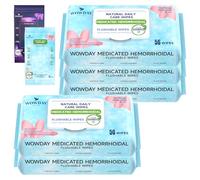 WowDay Hemorrhoid Wipes Flushable - Witch Hazel Wipes Hemorrhoidal Wipes for Instant Itchy Skin Relief with Pleione and Aloe Vera - 264 Medicated Wipes