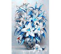 WOWDECOR 5D Diamond Painting Kits, Beautiful Blue Lily Flowers Full Drill DIY Diamond Art Cross Stitch Paint by Numbers