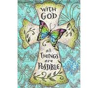 WOWDECOR 5D Diamond Painting Kits, Butterfly Quotes with God All Things are Possible Full Drill DIY Diamond Art Cross Stitch Paint by Numbers