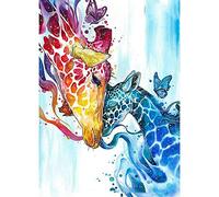 WOWDECOR 5D Diamond Painting Kits, Colourful Giraffe Family Butterfly, Animals Full Drill DIY Diamond Art Cross Stitch Paint by Numbers