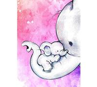 WOWDECOR 5D Diamond Painting Kits, Cute White Small Elephant Animals Full Drill DIY Diamond Art Cross Stitch Paint by Numbers