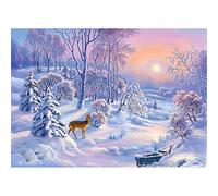 WOWDECOR 5D Diamond Painting Kits, Deer Winter Snow Landscape Full Drill DIY Diamond Art Cross Stitch Paint by Numbers