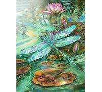 WOWDECOR 5D Diamond Painting Kits, Dragonfly Animals Lotus Flowers Full Drill DIY Diamond Art Cross Stitch Paint by Numbers