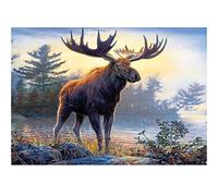 WOWDECOR 5D Diamond Painting Kits, Moose Deer Jungle Lake Animals Full Drill DIY Diamond Art Cross Stitch Paint by Numbers