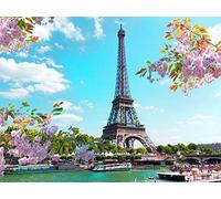 WOWDECOR 5D Diamond Painting Kits, Paris Eiffel Tower Boat Flowers Full Drill DIY Diamond Art Cross Stitch Paint by Numbers
