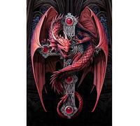 WOWDECOR 5D Diamond Painting Kits, Red Dragon Cross Animals Full Drill DIY Diamond Art Cross Stitch Paint by Numbers