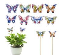 WOWDECOR 8 Pc DIY Diamond Art Home Decorations 5D Luminous Butterfly Diamond Painting Flower Arrangement Kits Crystal Art Accessories for Potted Plant Party Wedding (Shining Butterfly)