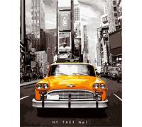 WOWDECOR Art Supplies Car New York Street Landscape DIY Paint by Numbers Kits 40 x 50cm with Painting Brushes Canvas (Framed)