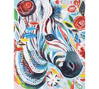 WOWDECOR Art Supplies Colorful Zebra Animals Flowers DIY Paint by Numbers Kits 40 x 50cm with Painting Brushes Canvas (No Frame)