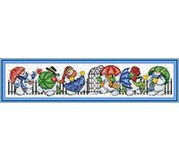 WOWDECOR Cross Stitch Embroidery Kits for Adults, Christmas Snowman Umbrella 11CT Stamped DIY DMC Needlework Easy Beginners
