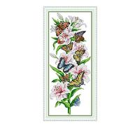 WOWDECOR Cross Stitch Embroidery Kits for Adults, Colorful Butterfly Animals Flowers 11CT Stamped DIY DMC Needlework Easy Beginners