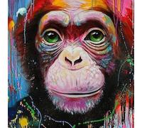 WOWDECOR Cross Stitch Embroidery Kits for Adults, Colorful Chimpanzees Animals 11CT Stamped DIY DMC Needlework Easy Beginners