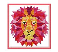 WOWDECOR Cross Stitch Embroidery Kits for Adults Kids, Cats Christmas Animals Dogs Funny 11CT Stamped DIY DMC Needlework Easy Beginners (Lion)