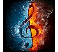 WOWDECOR Cross Stitch Embroidery Kits for Adults Kids, Ice and Fire Music Note 11CT Stamped DIY DMC Needlework Easy Beginners