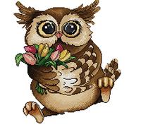 WOWDECOR Cross Stitch Embroidery Kits for Adults Kids, Little Owl Animals 11CT Stamped DIY DMC Needlework Easy Beginners