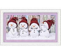 WOWDECOR Cross Stitch Embroidery Kits for Adults Kids, Little Snowman in Hat Christmas 11CT Stamped DIY DMC Needlework Easy Beginners