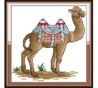 WOWDECOR Cross Stitch Embroidery Kits for Adults Kids, Lovely Camel Animals 11CT Stamped DIY DMC Needlework Easy Beginners