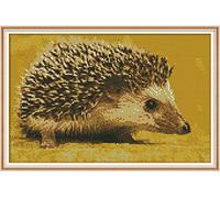 WOWDECOR Cross Stitch Kits for Adults Beginners Pre Printed, Little Hedgehog Animals 14ct Stamped Advanced DIY Embroidery Kits with Pattern