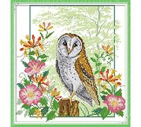 WOWDECOR Cross Stitch Kits for Adults Beginners Pre Printed, Owl Animals Flowers 14ct Stamped Advanced DIY Embroidery Kits with Pattern