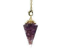WOWDECOR Dowsing Crystal Pendulum Hexagonal Cone Point Pendant, Crystal Stone Cut Necklace Pendant Chakra Faceted Gemstone for Scrying Healing Divination Wicca Crystal Therapy (Amethyst)
