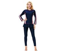 WOWDECOR Muslim One Piece Swimsuits for Women Girls Full Coverage Burkini (Navy Blue, M)