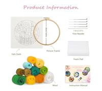 WOWDECOR Needle Felting Kit Picture for Beginners Adults, Halloween Night Moon Tree DIY Wool Felt Painting Starter Kits with Mat, Embroidery Hoop and Tools for Home Decor (Moon)