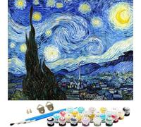 WOWDECOR Paint by Number Kits for Adults Beginners, DIY Number Painting The Starry Night by Van Gogh 40x50cm Famous Paintings Wall Art Decor (Starry Sky, No Frame)