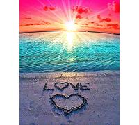 WOWDECOR Paint by Numbers for Adults Beginner, Number Painting - Beach and Love, Sunset Heart Ocean 40x50 cm - Wall Art Gifts (Frameless)