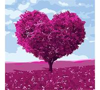 WOWDECOR Paint by Numbers Heart Tree of Life Purple for Kids Ages 8-12 Teens with Frame
