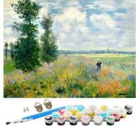 WOWDECOR Paint by Numbers Kits for Adults Kids, DIY Number Painting - Monet Tea Tree Flowers 40 x 50 cm - New Stamped Canvas (Framed)