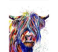 WOWDECOR Paint by Numbers Kits for Adults Kids, DIY Oil Painting - Colorful Bull Cattle Animals 16x20 inch (Frameless)