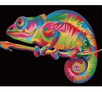 WOWDECOR Paint by Numbers Kits for Adults Kids, DIY Oil Painting - Colorful Lizard 16x20 inch (Z13, Frameless)