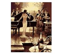 WOWDECOR Paint by Numbers Kits for Adults Kids, Number Painting - Beautiful Girl Singing Band Playing 16x20 inch (Frameless)