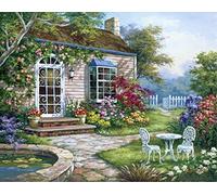 WOWDECOR Paint by Numbers Kits for Adults Kids, Number Painting - Forest Flowers Yard Cottage Landscape 16x20 inch (Frameless)