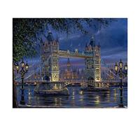 WOWDECOR Paint by Numbers Kits for Adults Kids, Number Painting - London Tower Bridge Night View 16x20 inch (Framed)