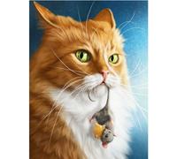 WOWDECOR Stamped Cross Stitch Kits for Adults Beginners, Pre Printed Cat Mouse Cheese 11ct 30x40cm Pattern DIY Embroidery Starter Kit Needlework Set