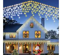 WOWDSGN Icicle Lights Outdoor, 660 LED 15M/49ft Xmas Snowing Icicle Light, 120 Drops 11 Modes Waterproof Timer Indoor/Outdoor Icicle Christmas Decorations Lights for Roof, Garden (Multi-Colored, 15M)