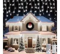 WOWDSGN Icicle Lights Outdoor, 880 LED 20M+5M/82FT Xmas Snowing Icicle Light, 160 Drops 8 Modes Waterproof Timer Indoor/Outdoor Icicle Christmas Decorations Lights for Roof, Garden (Cool White, 20M)