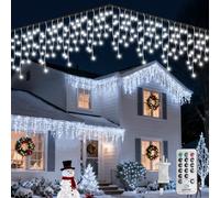 WOWDSGN Outdoor Icicle Lights 14+10M, 430LEDs Plug in Christmas String Lights with Timer & Remote Control, 8 Lighting Modes, Ideal for Home Garden Party Holiday Decor