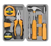 WOWEI Tool Kit Set Box 24 Piece for Women Home Repair DIY Household Set with Basic Hand Tools for Home & Office, Compact Toolbox for Ladies DIY Projects and Everyday Use Yellow