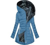WOWEI Women's Coats Winter Fleece Lined Long Quilted Jackets for Women Warm Padded Parka Coat Plush Thermal Water Repellent Jacket Winter Plus Size Thick Warm Hooded Outwear (Blue, M)