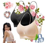 Wowelo WindyBra - Seamless Ultra-thin Plus Size Ice Silk Comfort Bra,Ultra-thin Ice Silk Lifting Bra for Women (Black+Skin,3XL)