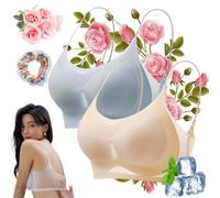 Wowelo WindyBra - Seamless Ultra-thin Plus Size Ice Silk Comfort Bra,Ultra-thin Ice Silk Lifting Bra for Women (Blue+Skin,2XL)