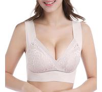 WOWENY Seamless Bras for Women Wireless Lace Plus Size Sleep Bras Padded Thin Soft Comfy Sports Yoga Bra eveday bras,Pink,S