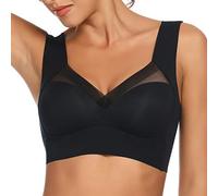 WOWENY Wireless Bras for Women Crop Top Comfort Sleep Bralette Bra for Women Full Coverage Thin Soft Zero Feel Bra Bras Bustier (Black, XL)