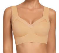 WOWENY Wireless Bras for Women Zero Feeling Sleep Bra Non Wired Bra for Women Bralette Crop Top Comfy Tops Full Coverage Thin Soft Bustier (Brown, L)