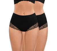 WOWENY Women Shapewear Underwear Tummy Control Knickers No Vpl Lace Seamless Panties Mild Compression Slimming Body Shaper Smooth(Black*2,M)