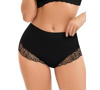 WOWENY Women Shapewear Underwear Tummy Control Knickers No Vpl Lace Seamless Panties Mild Compression Slimming Body Shaper Smooth(Black,XXL)