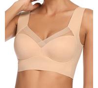 WOWENY Zero Feel Sleep Bra Top Wireless Thin Soft Seamless Bras Comfort Sleep Bralette Bra for Women Beige XXL